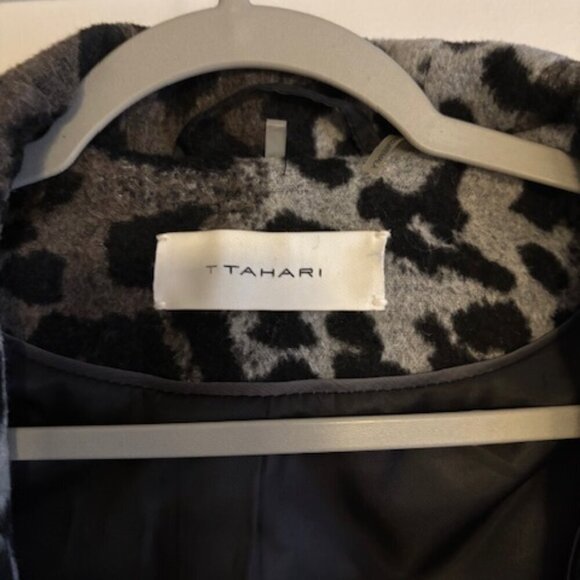 T TAHARI Marla Wool Leopard Wrap Coat size XS - Picture 6 of 10